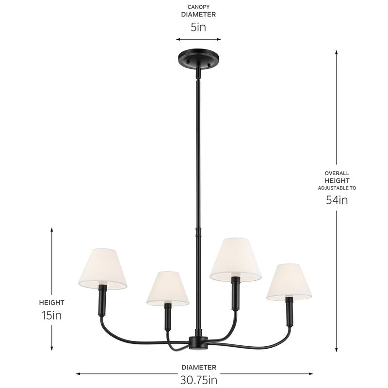 Eadie 30.75 Inch 4 Light Chandelier in Black