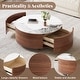 preview thumbnail 10 of 24, Modern Round Movable Coffee Table with Casters, 2 Drawers,Marble Pattern Sintered Stone Top