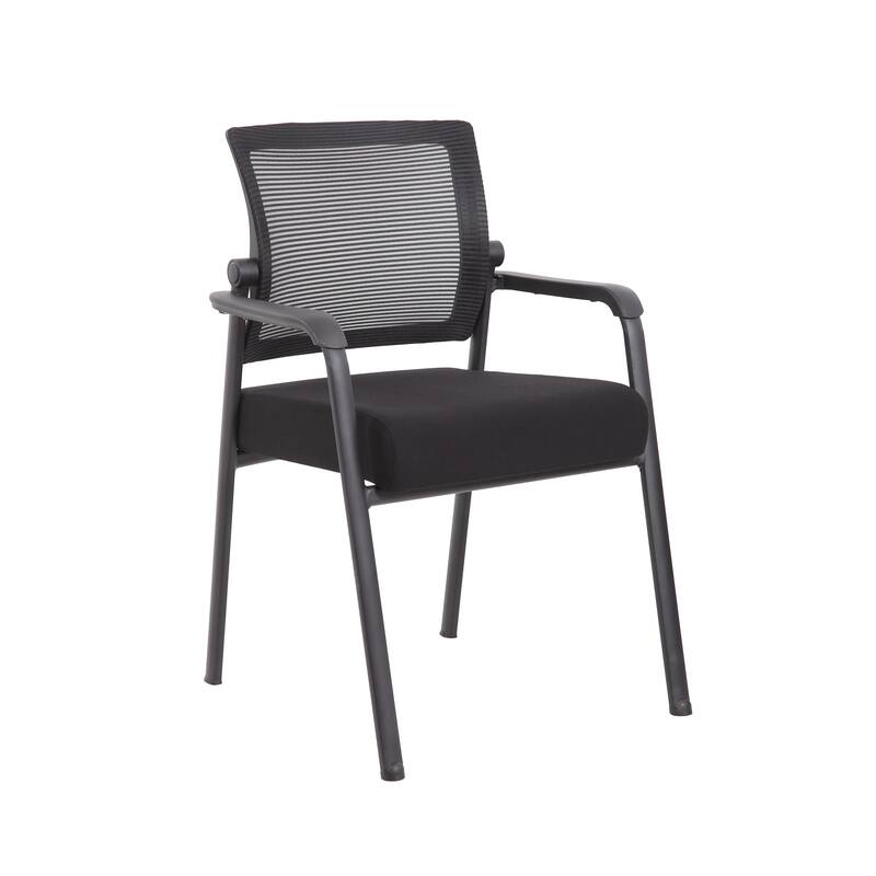 Akon Guest Armchair, Black Mesh, Steel Frame, Fixed Arm Design