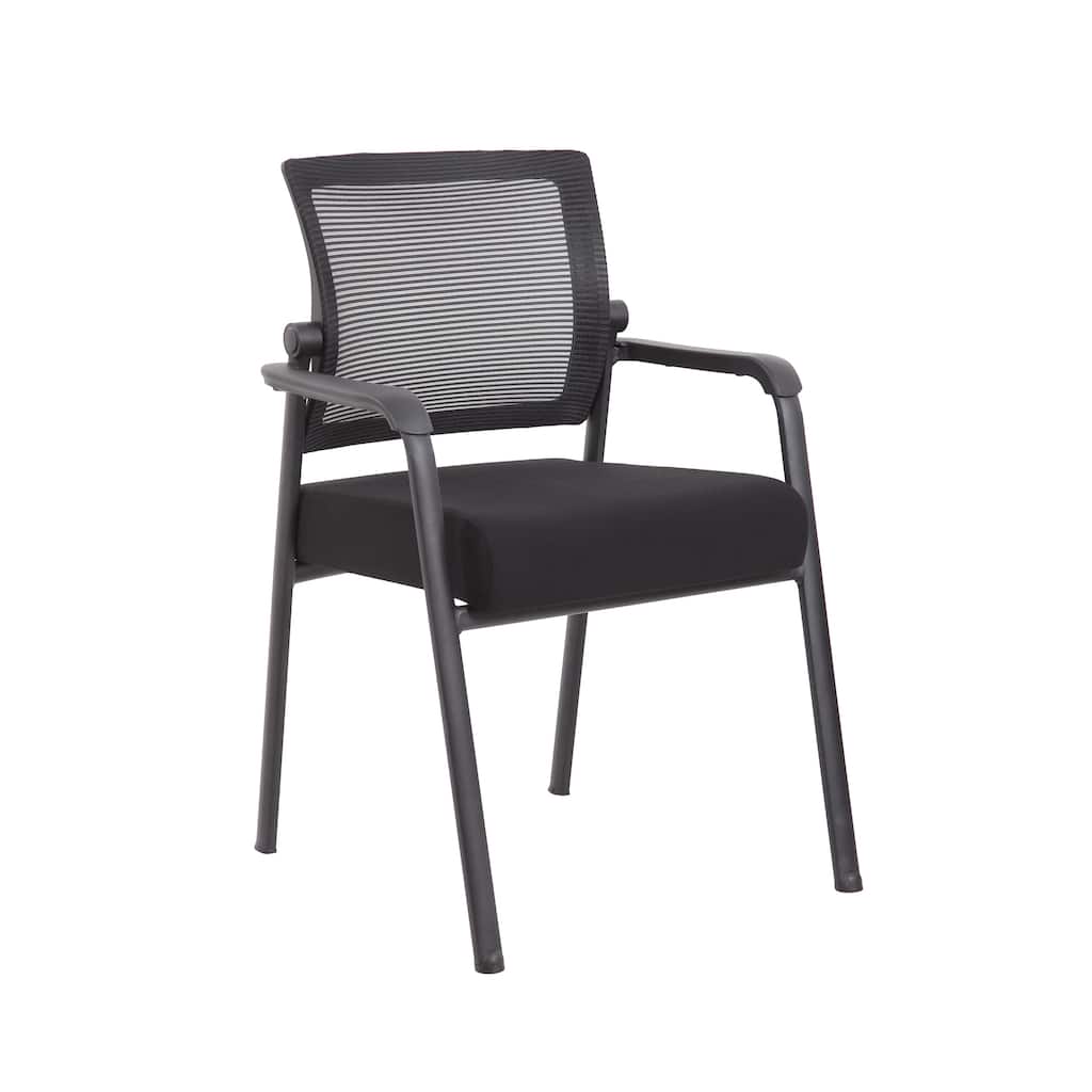 Akon Guest Armchair, Black Mesh, Steel Frame, Fixed Arm Design