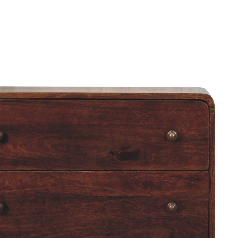 Artisan Furniture Solid Wood Curved California Walnut Chest, Brown with 3 Drawers