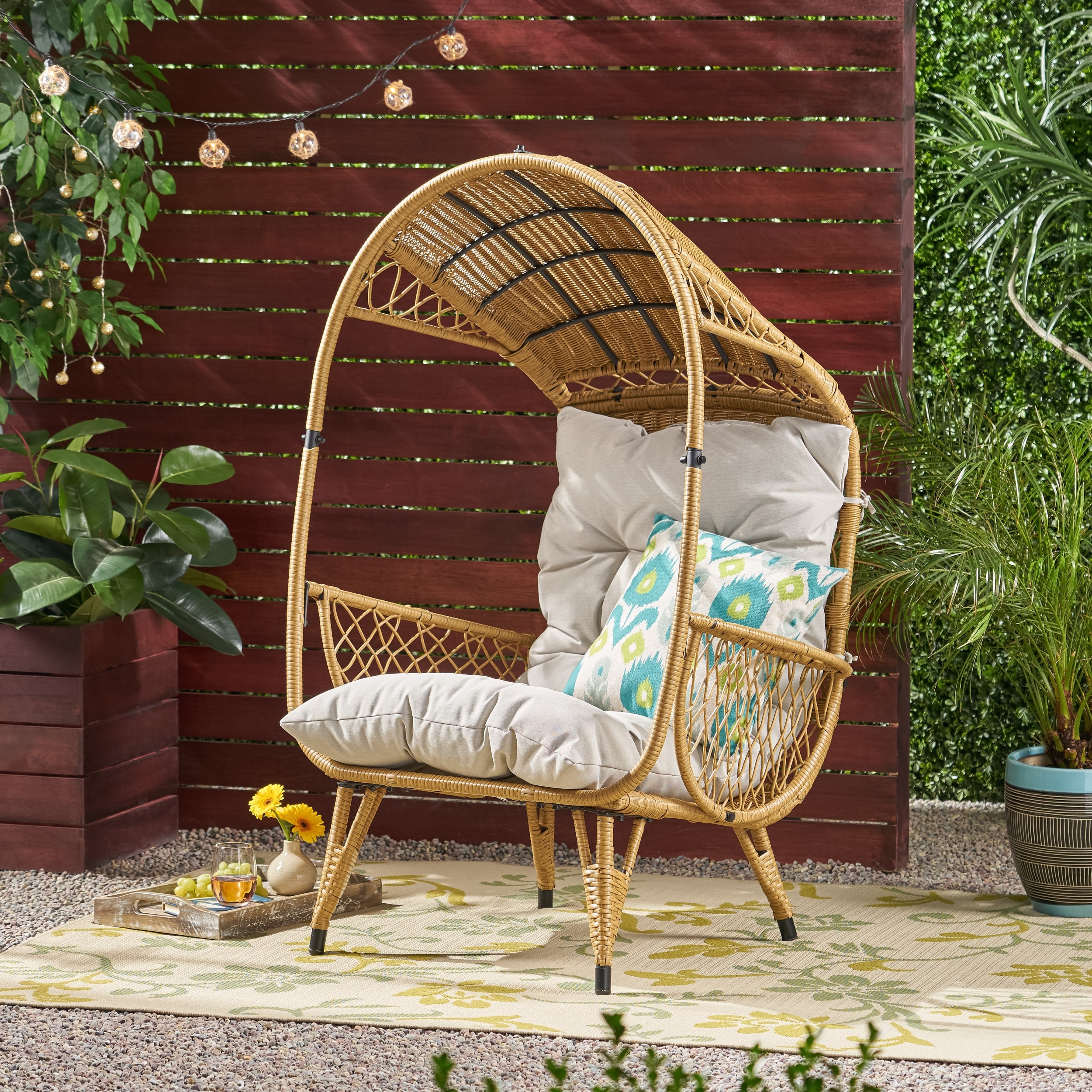Malia outdoor standing wicker basket chair online with cushion by christopher knight home