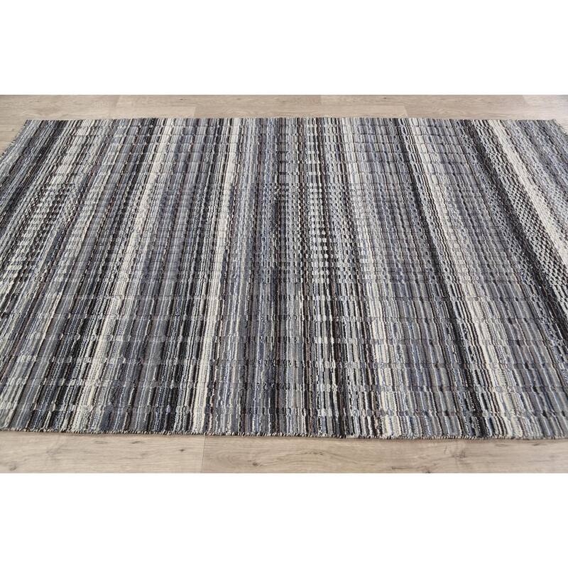 Geometric Modern Moroccan Oriental Wool Area Rug Handmade Carpet - 4'10" x 7'11"