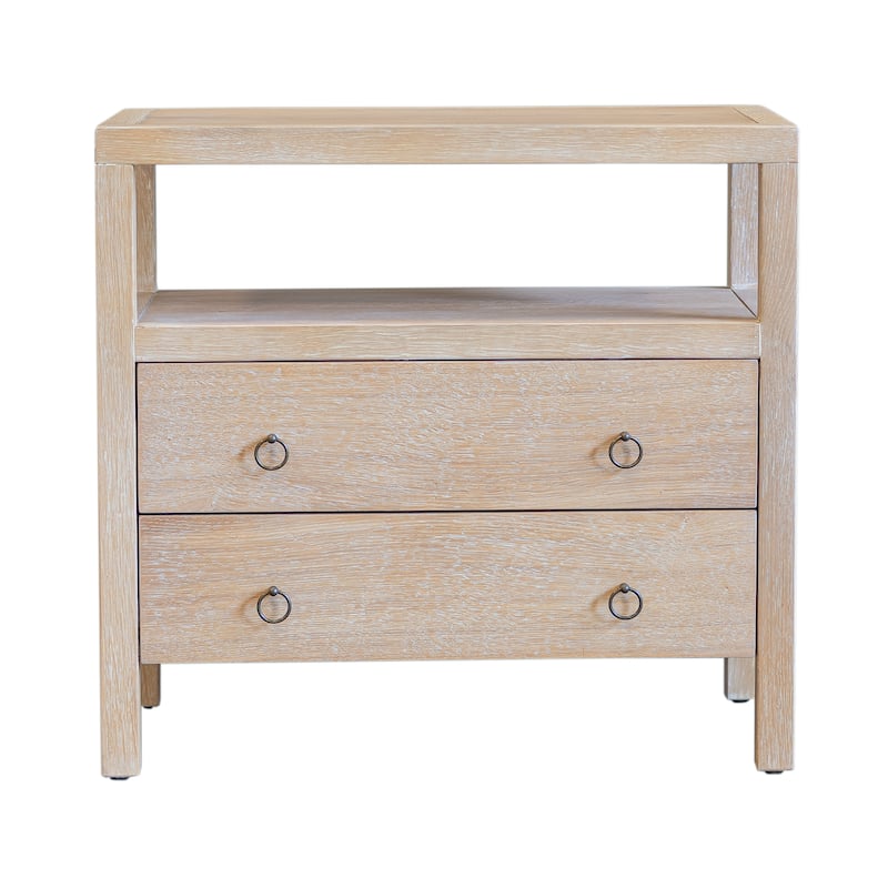 Linea 2-drawer Oversized Wood Nightstand with Open Shelf by East at Main