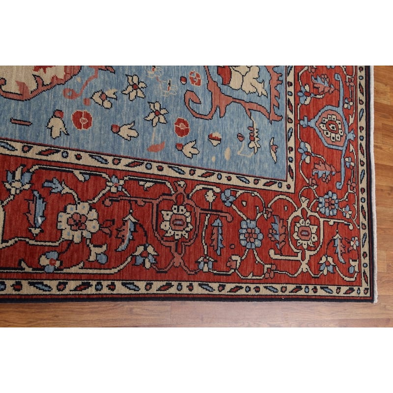 Geometric Heriz Serapi Turkish Oriental Area Rug Handmade Wool Carpet - 9'9" x 13'0"