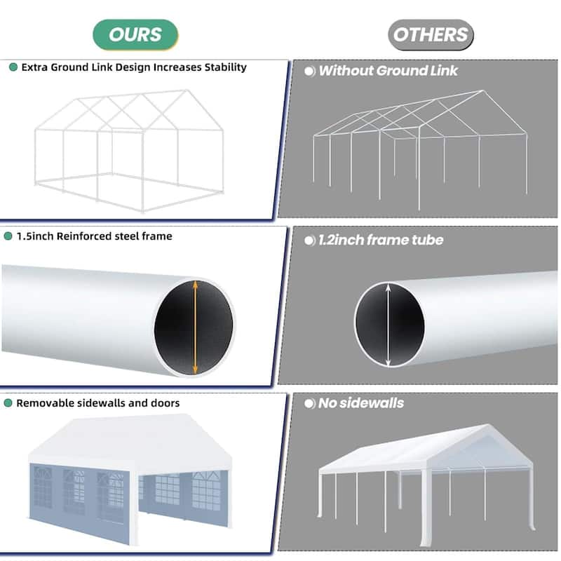 Outdoor Wedding Canopy Tents for Parties with Removable Sidewalls & 3 Storage Bags, Waterproof Gazebo Shelter