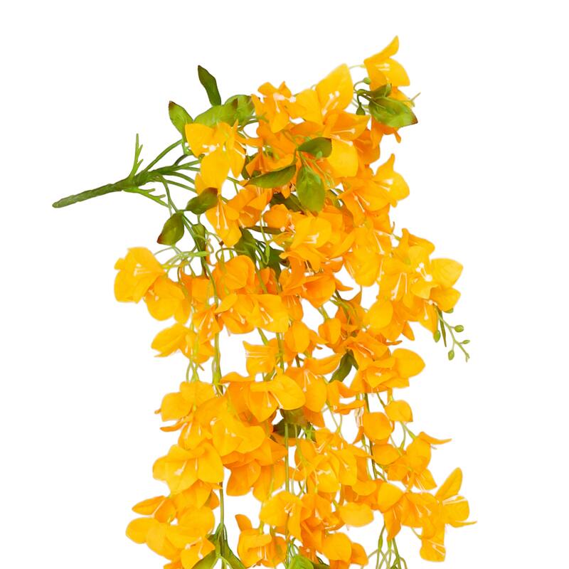Honey Yellow Artificial Bougainvillea Flower Stem Hanging Spray Bush 50in - 50" L x 8" W x 8" DP