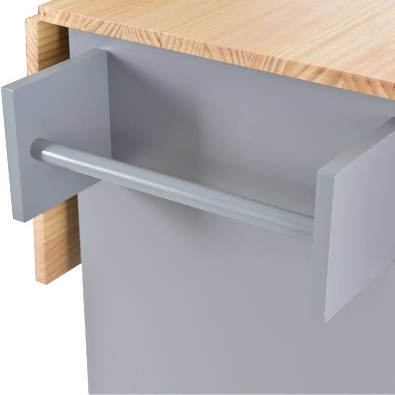 Rolling Mobile Kitchen Island with Wheels Drop Leaf, Solid Wood Top