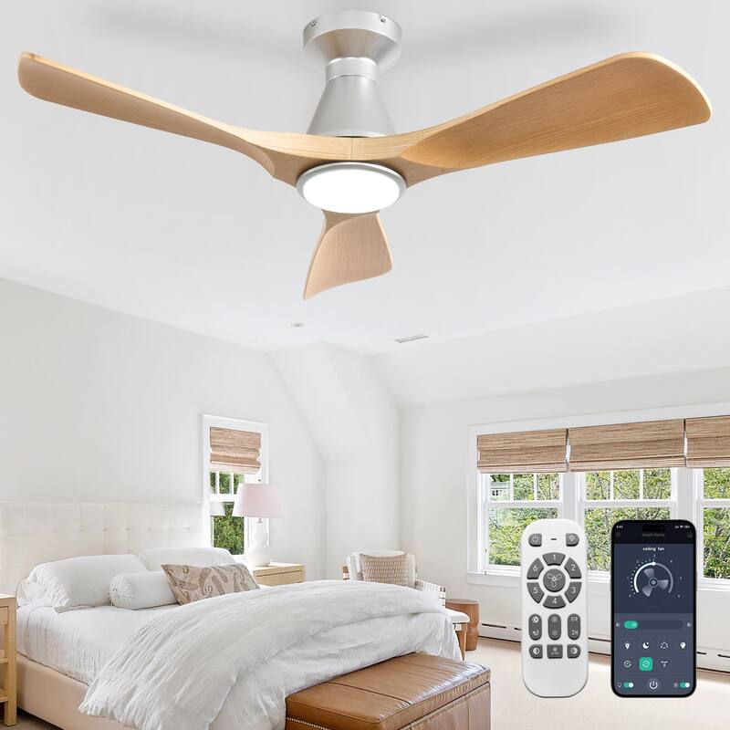 Ceiling Fan Without Light: 42-52 Inch 3 Blade Indoor Outdoor Fans for Patios - 42in - Wood