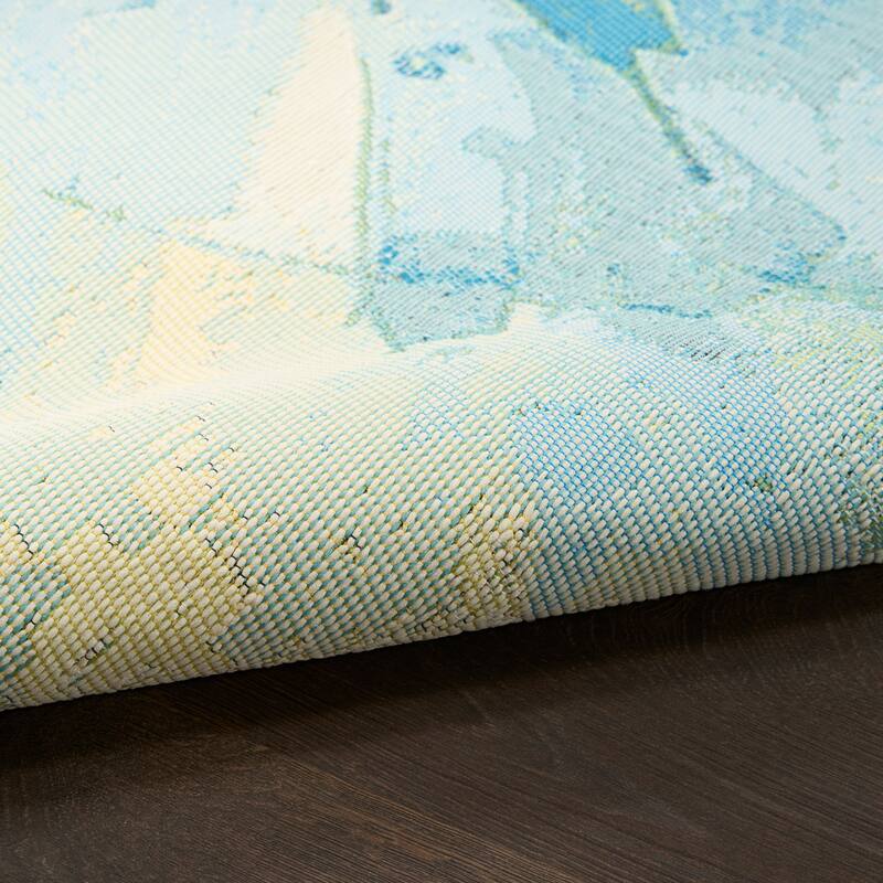 Nourison Color Splash Indoor/Outdoor Blue Abstract Area Rug