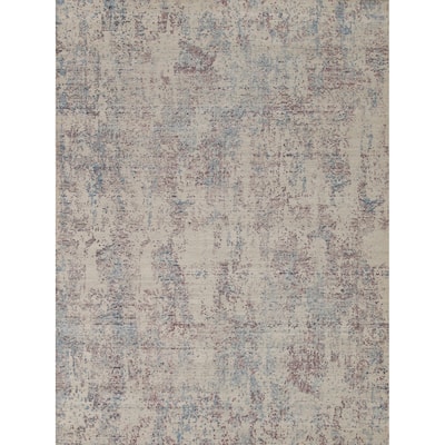 Modern Abstract Area Rug Hand-Knotted Wool Carpet - 7'11"x 9'9"