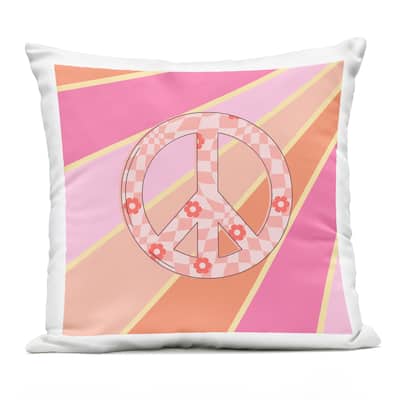 Stupell Beaming Floral Peace Symbol Printed Outdoor Throw Pillow Design by Jesse Keith