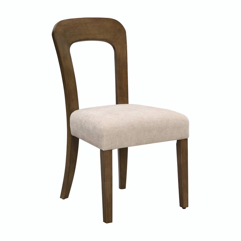 Set of 2 Fabric Upholstered Dining Chairs with Solid Rubber Wood Legs