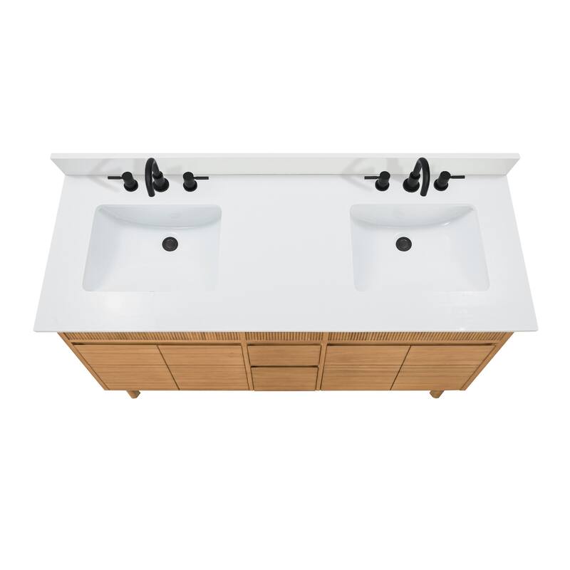 Avanity Kayla Bathroom Vanity in Natural Teak with White Engineered Stone Top