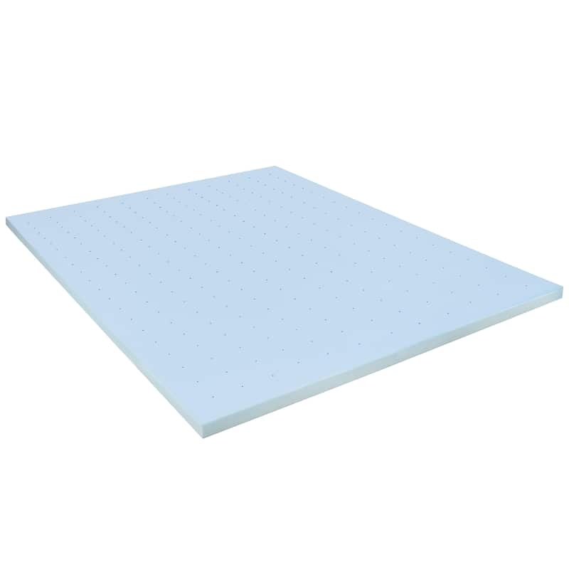 Gel Infused Hypoallergenic Cooling Memory Foam Mattress Topper - Blue
