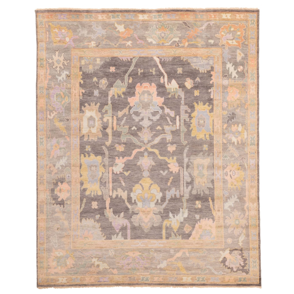 ECARPETGALLERY Hand-knotted Modern Oushak Charcoal Wool Rug - 7'11 x 9'11