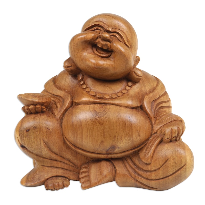 Novica Handmade Blissful Buddha Wood Sculpture