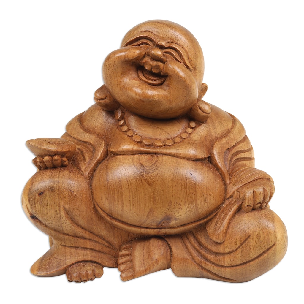 Novica Handmade Blissful Buddha Wood Sculpture
