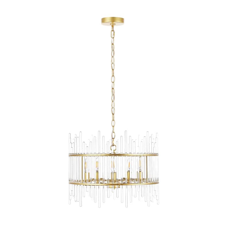 GetLedel 5-Light Shiny Drum Chandelier with Clear Glass Bars