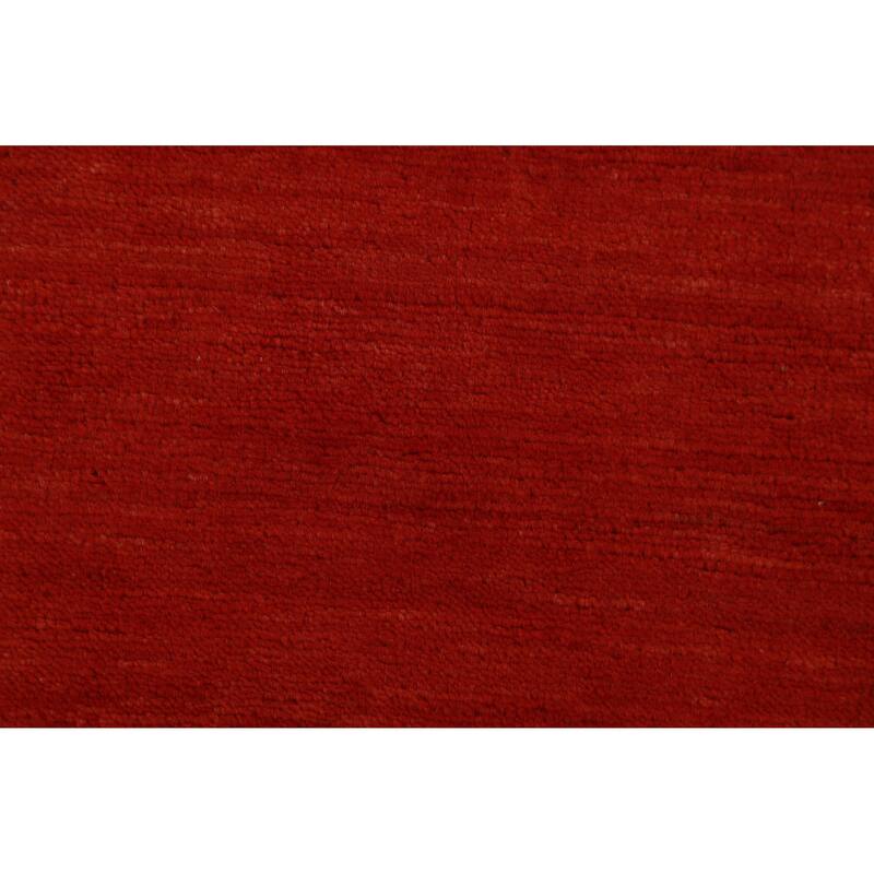 Red Modern Gabbeh Oriental Rug Hand-Knotted Wool Carpet - 3'3" x 4'11"