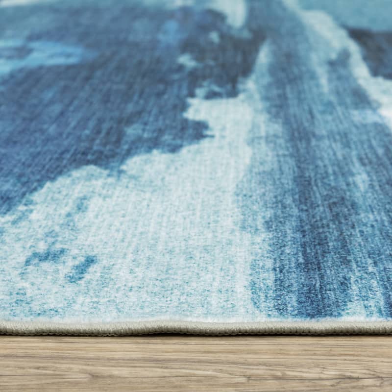 Vista Home Sunderland Abstract Sky Washable Blue/ Ivory Area Rug