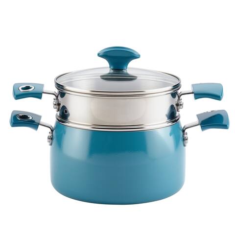 Rachael Ray Porcelain Enamel Nonstick Covered Steamer Set, 3qt
