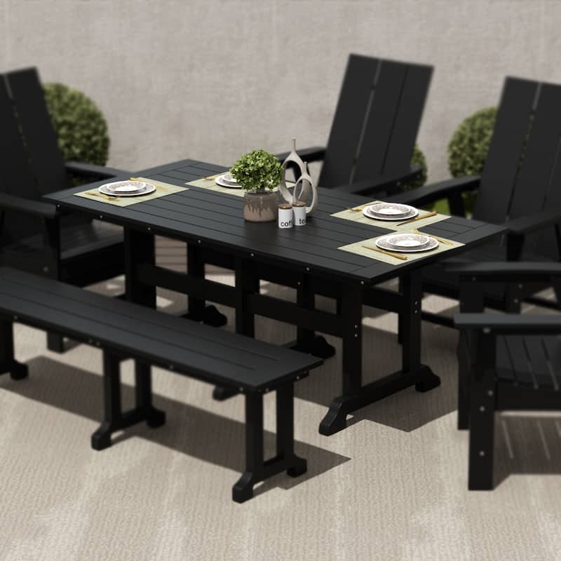 Polytrends Laguna Hdpe All Weather Outdoor Patio 71" Rectangular Dining Table - Black