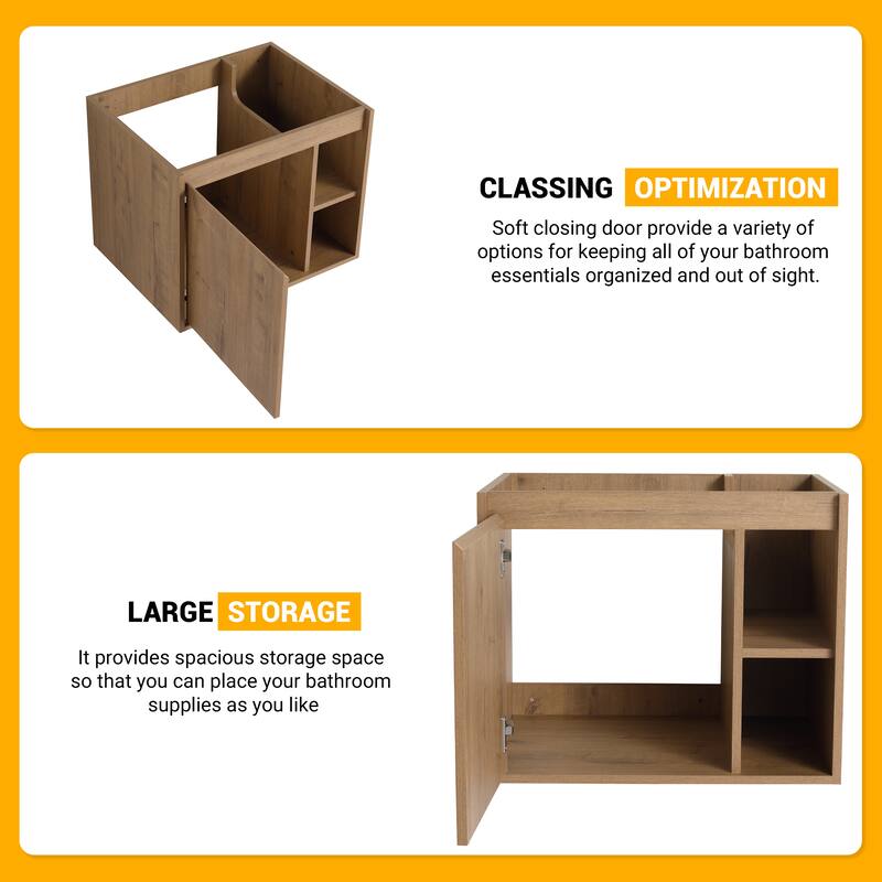 Beingnext 24"/30" Single Bathroom Vanity with Sink, Floating Bathroom Vanity with Soft Close Door and Shelf