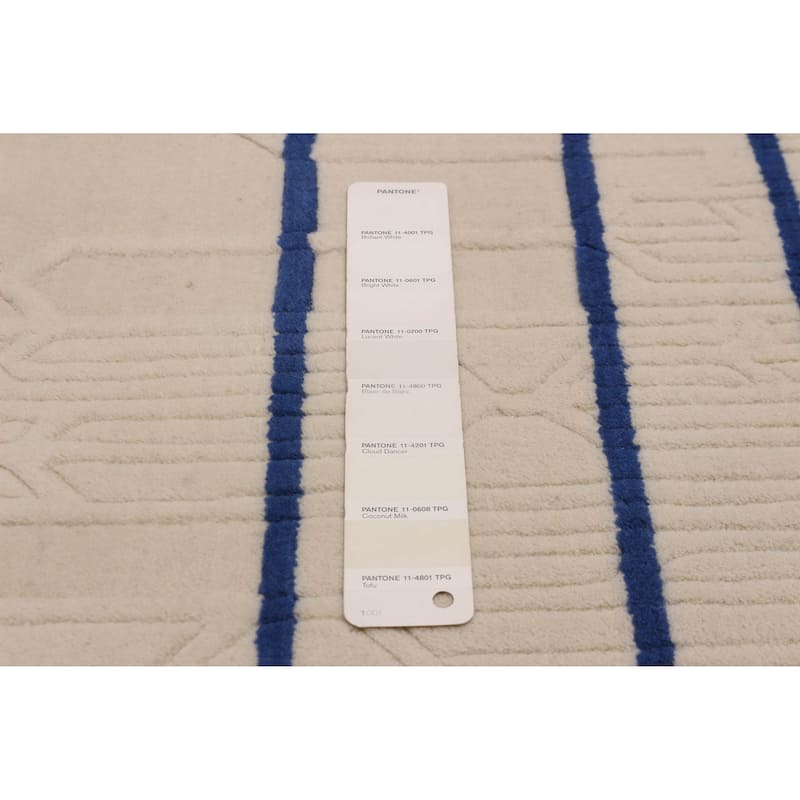 ECARPETGALLERY Hand Loomed Kashkuli Gabbeh Cream, Navy Wool Rug - 5'3 x 7'7