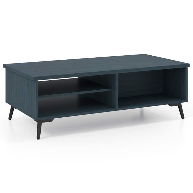 Engineered Wood Metal Coffee Table 2 Shelves 2 Compartments - 47" x 23.5" x 16"
