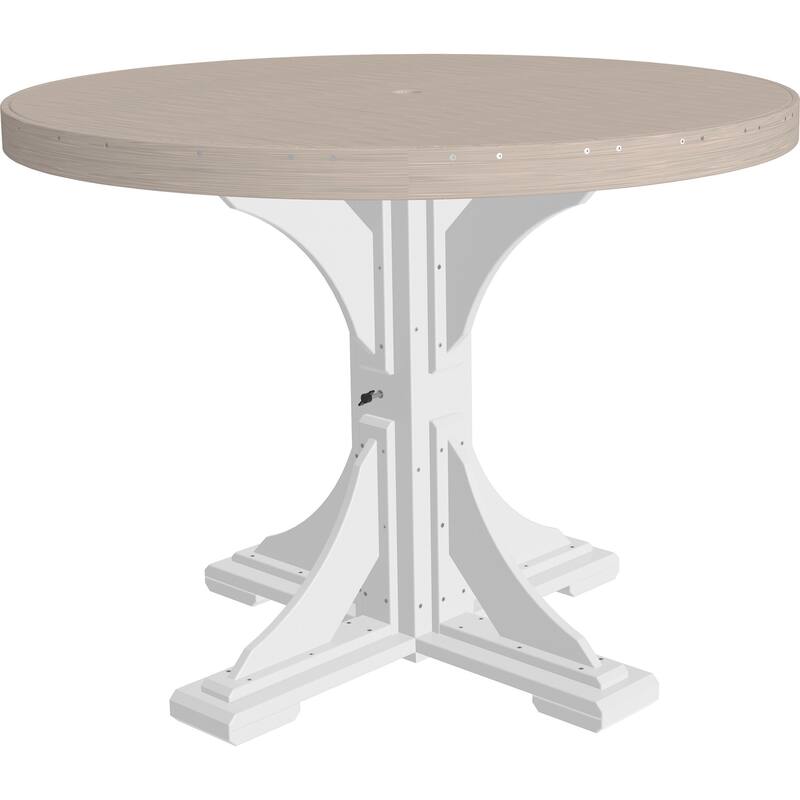 Poly Lumber Round Dining Table Set with Regular Chairs - Counter Height - Birch Woodgrain & White