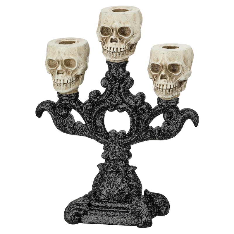 11" Triple Skull Candle Holder