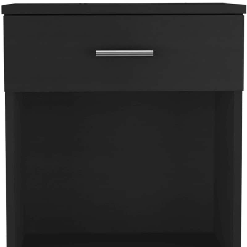 HomeRoots 22" Black One Drawer Faux Wood Nightstand