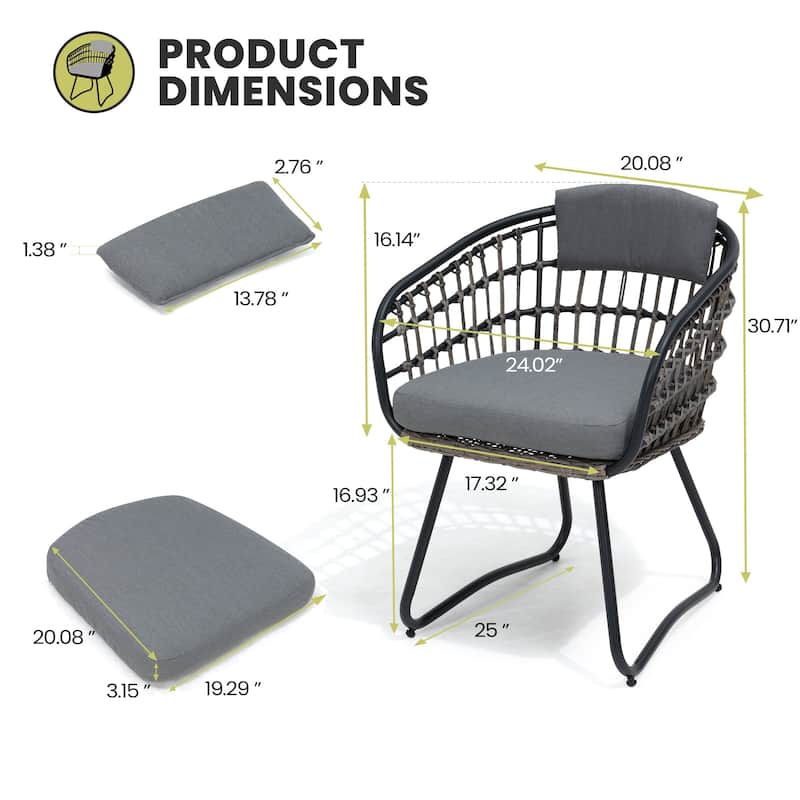Outdoor Patio Dining Set Aluminum Table with Umbrella Hole with Rattan Chairs