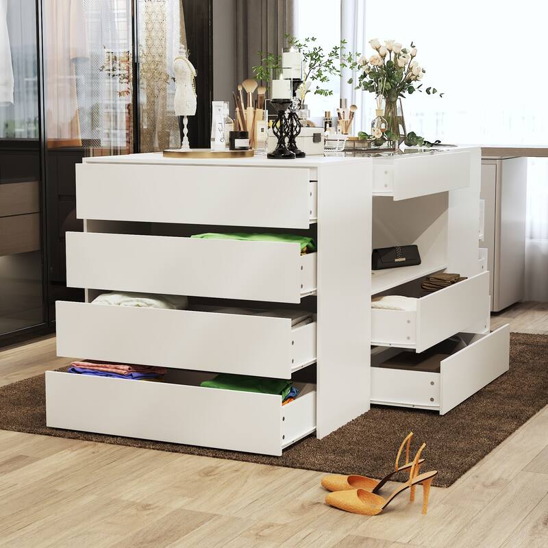 Multi-Functional Dressing Room Storage Island with Ample Drawer Space