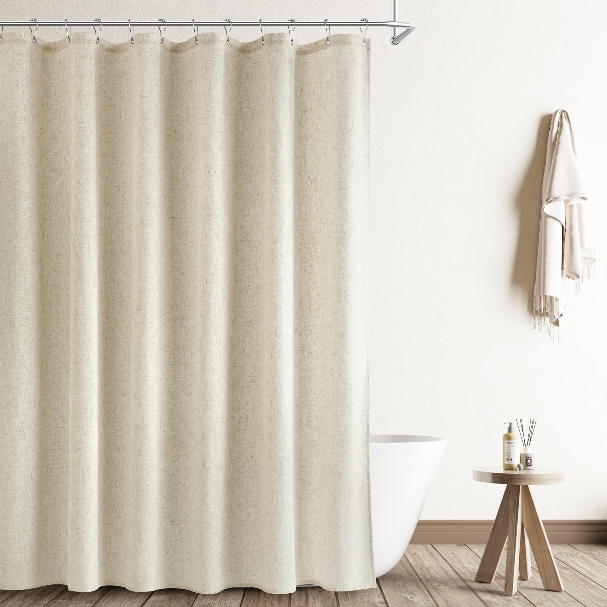 80 Inch Shower Curtain, Linen Neutral Tone Burlap Woven Look Vintage  Country Style Rustic Cloth Shower Curtains, 72x80, image size:2000x2000