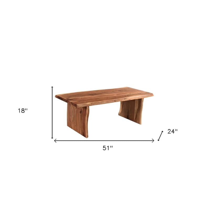 HomeRoots 51" Brown Solid Wood Sled Coffee Table - 51