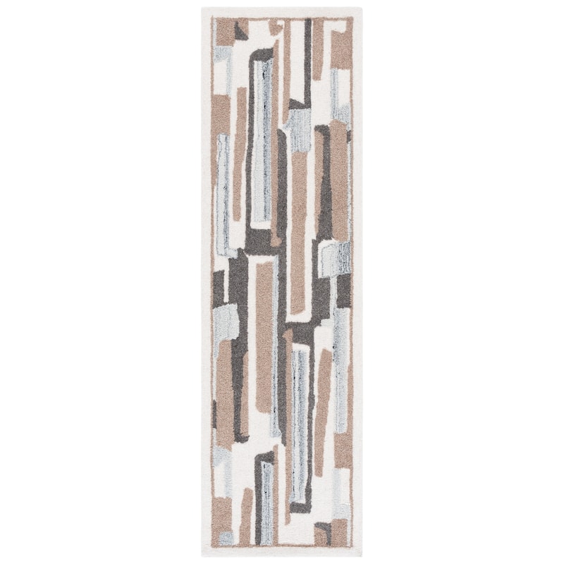 SAFAVIEH Handmade Ebony Brynhildur Wool Rug - Ivory/Brown - 2'3" x 8' Runner