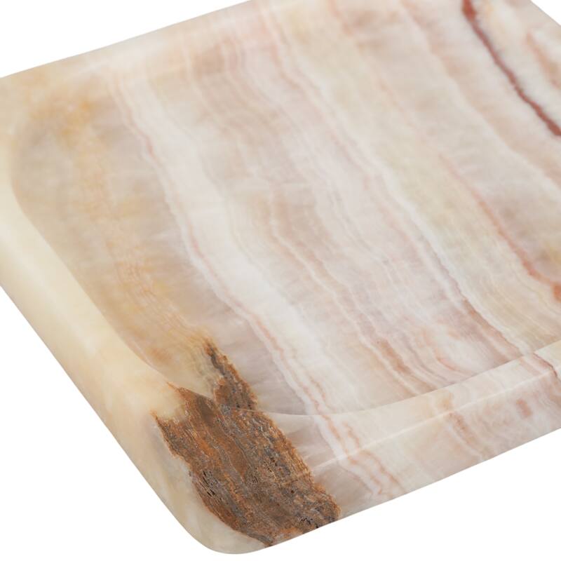 Handcrafted Stone Marble Decorative Tray Casual Style - 1" Ivory - 7" x 7" x 1"