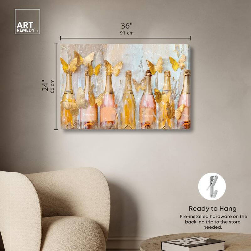 Golden Bright Campagne Line Canvas by Art Remedy, Gallery Wrapped