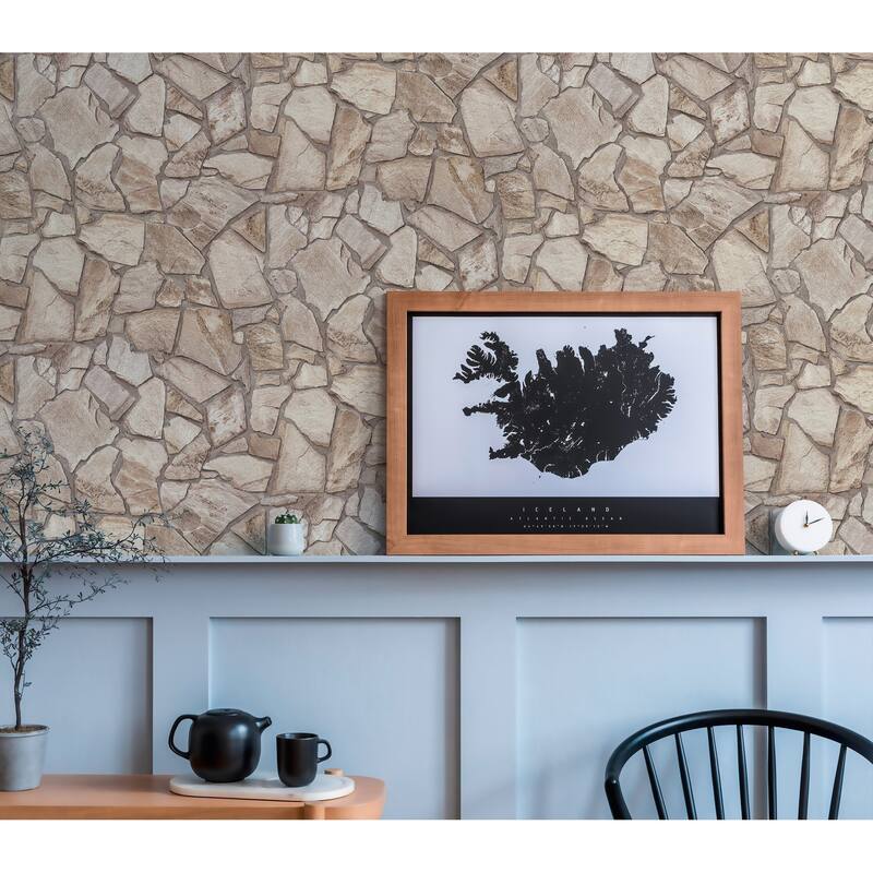 Galerie Wallcoverings Bricks and More Collection Claystone Cottage Motif Matte Finish Vinyl on Non-woven Wallpaper Roll