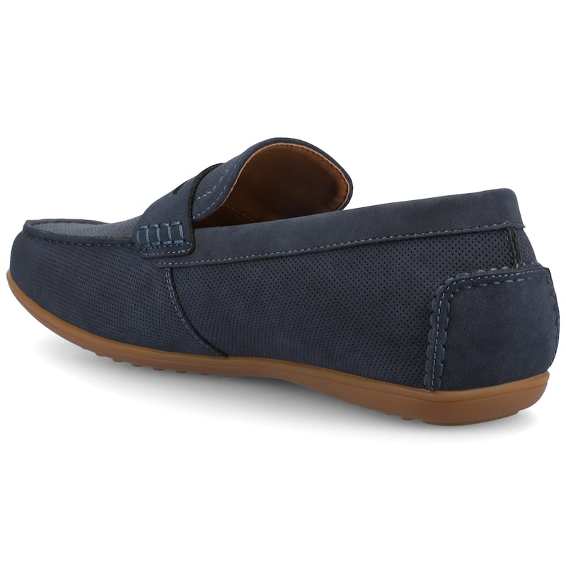 Vance Mens Yates Medium and Wide Width Perforated Slip-on Driving Penny Loafer
