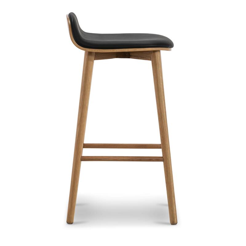 Poly & Bark Notello Leather Counter Stool - 26" Seat Height Solid Oak Wood Frame