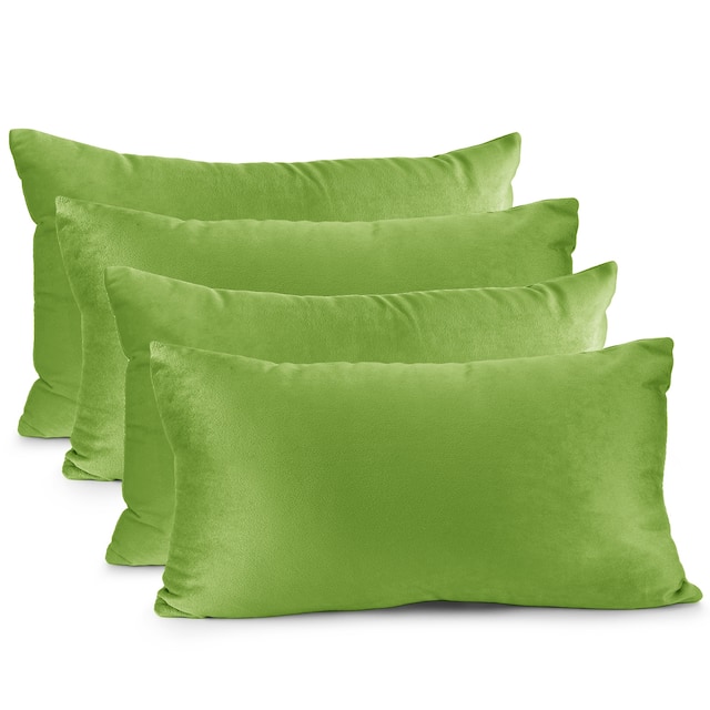 Nestl Solid Microfiber Soft Velvet Throw Pillow Cover (Set of 4) - 12" x 20" - Garden Green