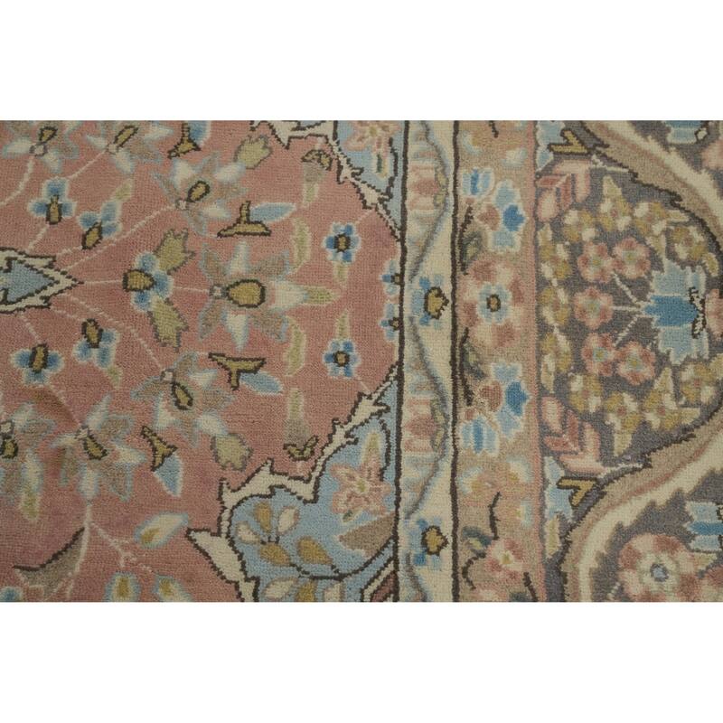 Hand Knotted Oriental 100% Wool Carpet Traditional Floral Pink Tabriz Area Rug - 12' 8'' X 9' 7''