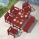 preview thumbnail 91 of 94, 6-Piece HDPE Outdoor Dining Table Sets with Umbrella Hole - 1-Table 4-Chairs-1-Bench