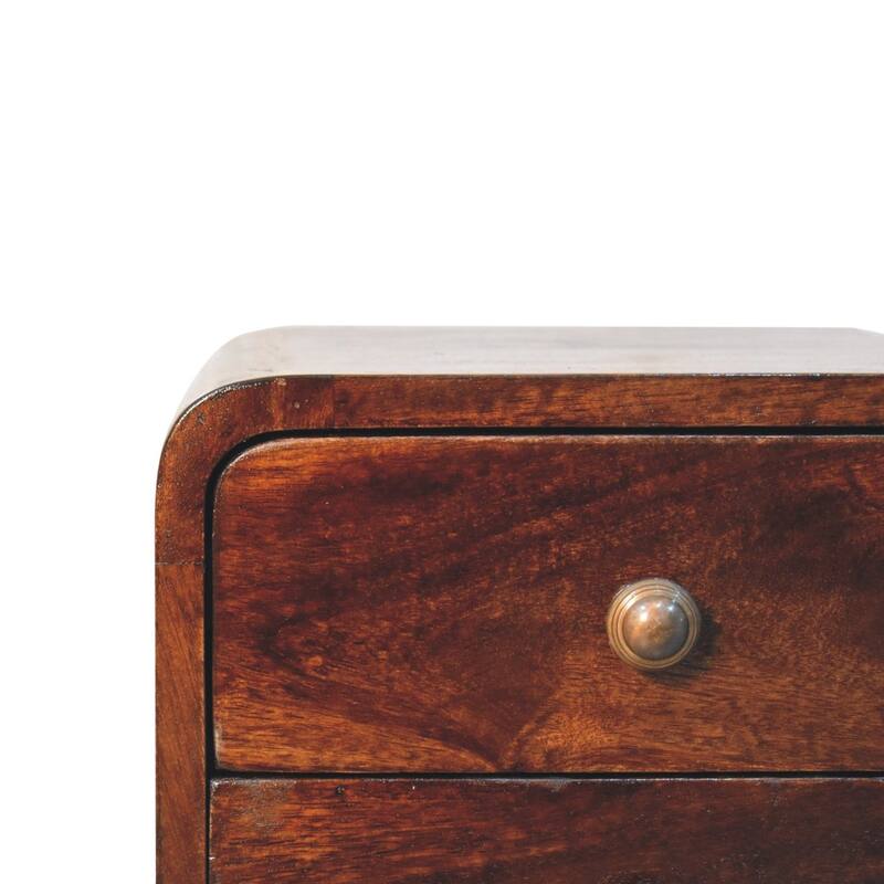 Artisan Furniture Solid Wood Mini California Walnut Curved Bedside, 2 drawer