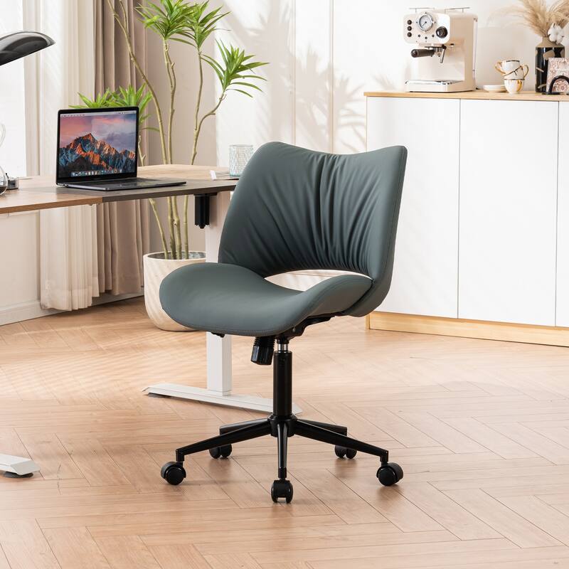 Swivel Armless Ergonomic Office Chair with Wheels - Grayish Green
