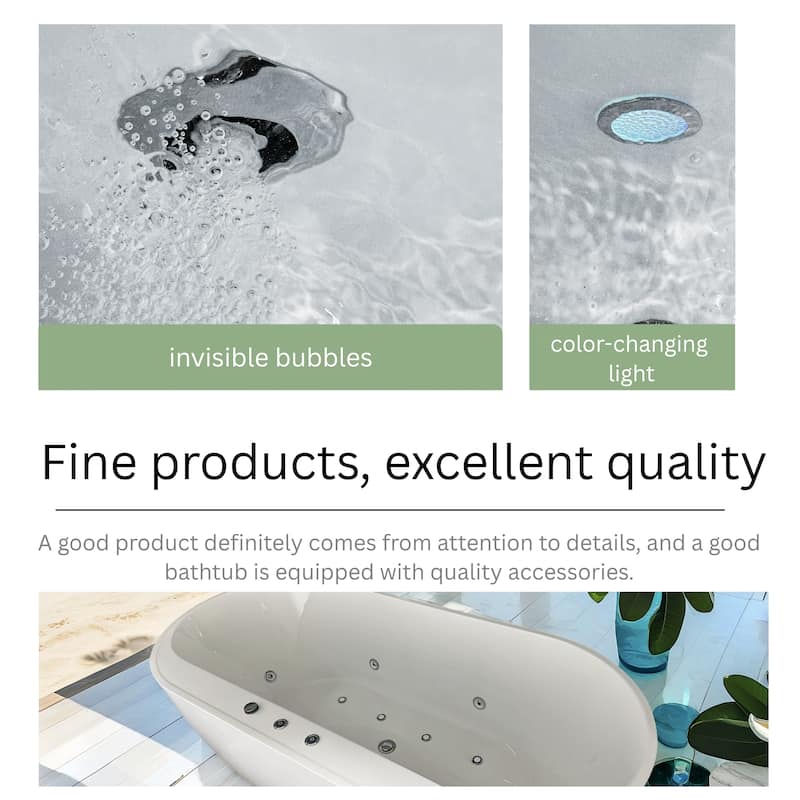 67" Whirlpool Air Bath Tub, Adjustable-Speed Blower with Air Control Switch