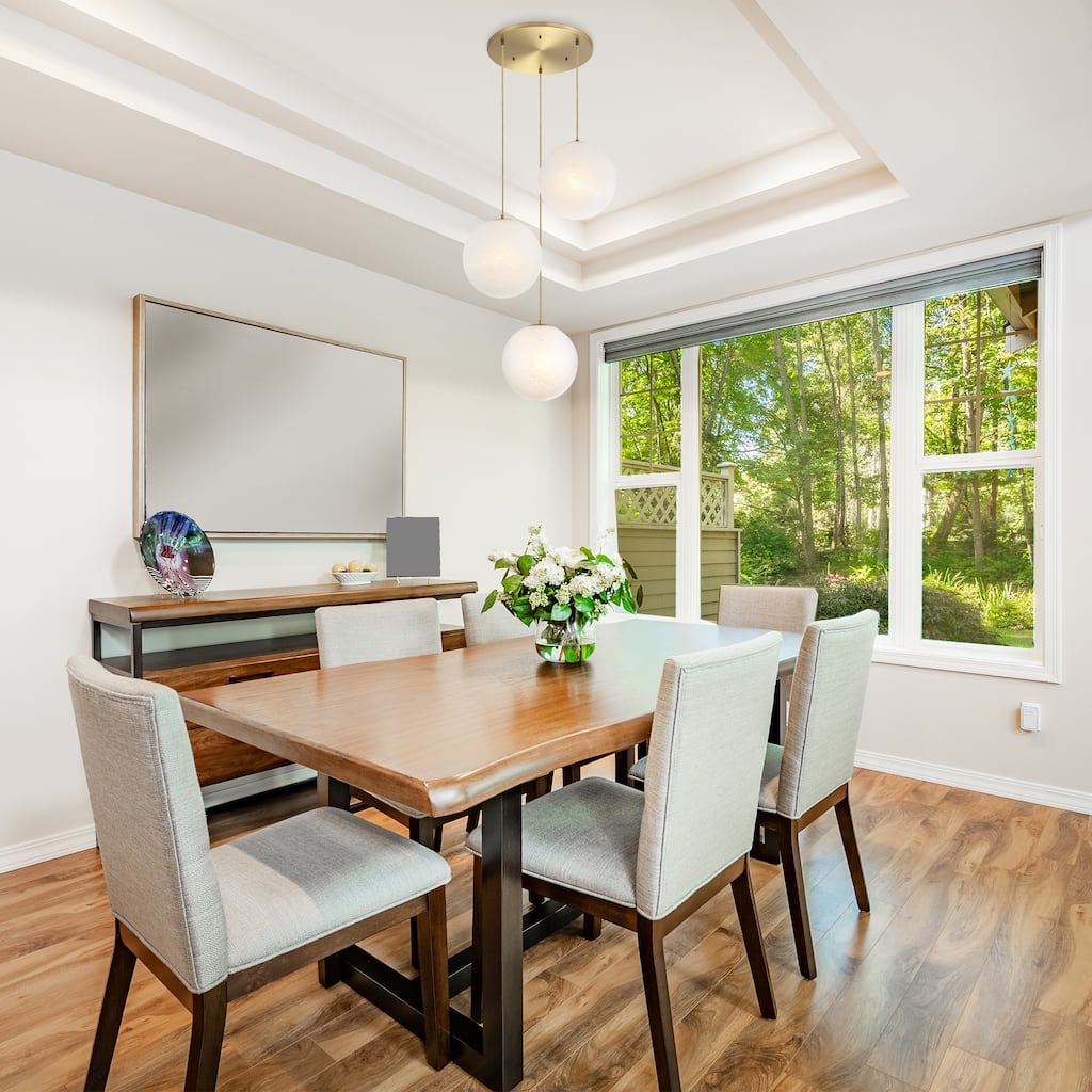 Pixie 3-Light Brushed Gold Modern Globe Chandelier for Entryways with 14 in. Etched Cloud Glass Shades - 30